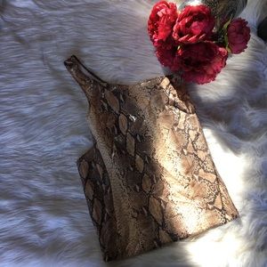 BEBE One Shoulder Asymmetrical Snakeskin Dress